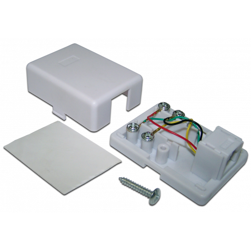 Wall mounting outlet with one 6P4C voice socket, screw terminals
